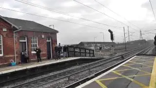S.R. Battle of Britain class 34067 'Tangmere' sweeps Grantham clean - 14/02/15