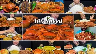 Eating 🔥 Spicy Crab Curry With Basmati Rice & Chillies | Indian Food Mukbang | Big Bites Eating