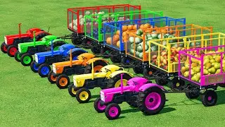 TRANSPORT EXOTIC FRUITS MANGO, ORANGES, PEARS, WATERMELON w EICHER TRACTORS! Farming Simulator 22