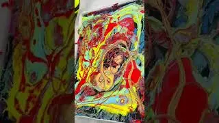 pour acrylic paint over the polling art to make it into an abstract#art #pour #abstract #painting