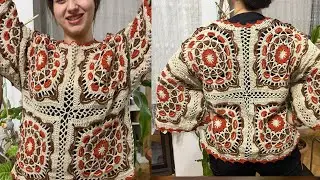 Новый дизайн❣️Урок вязания блузки с мотивом мандалы крючком #crochet #diy #mandala #moti