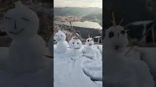 made some Snowman family on the top of a mountain today #pyeongtaek #hiking #camphumphreys