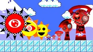 Mario vs SPRUNKI EVOLUTION MR.SUN, OC Tele Phase 1vs2vs3vs4 Calamity !