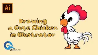 Speed Art - Cute Chicken Drawing Tutorial in Adobe Illustrator with Pen tool