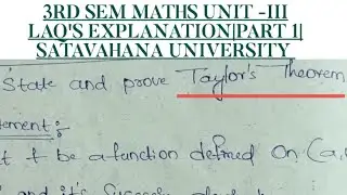 3rd sem Maths Unit -III LAQ'S explanation|Part-1| Satavahana University|Taylor's theorem| B.sc|