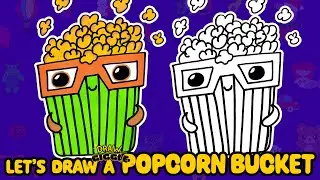 Draw cute POPCORN Bucket 🍿🍿🍿🍿| Easy drawing for kids 🌈 🌈