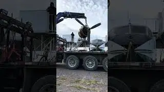 Buffalo Airways new CL-215 getting a new set of engines for a ferry flight from La Ronge to Red Deer