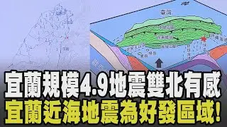 宜蘭規模4.9地震! 地震中心曝主因:菲律賓海板塊隱沒到歐亞大陸板塊