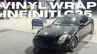 Infiniti G35 Coupe Vinyl Wrap Roof Install Gloss Black Recording w/ Ring Camera Insta360 S25 Ultra