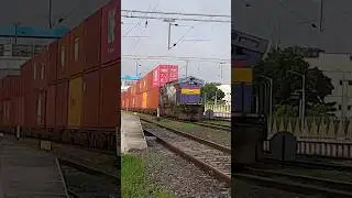 Muscular Bheem WDG5 - 50005 with giant double decker freight #wdg5 #shorts #train