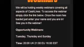 Cashlines Weekly Webinar by CashLines Leaders