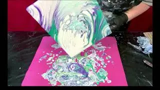 #81 - Cloud Mix, Metallic Green, Pearl Green and Violet Straight Pour
