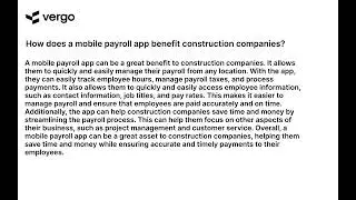 Mobile Payroll App Benefits for Construction Companies