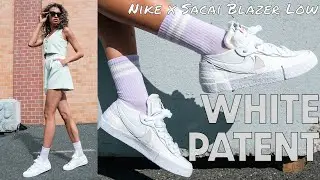 A SLEEPER SNEAKER PICK!  Nike x Sacai Blazer Low White Patent Leather On Foot Review How to Style