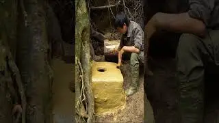 Built from twigs and clay, hidden from wild boars #survival #campping #outdoorlife