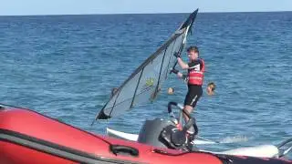 Kitewing surfing in the ocean