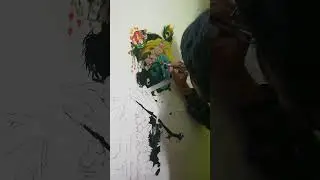 Krishna Wall Painting 🙏🏻❤️ || Work in progress || #krishna #drawing #art #shorts