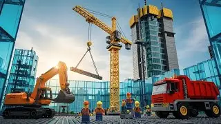 LEGO City Construction: Building a Skyscraper with LEGO Crane | Massive LEGO Engineering Project