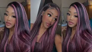 Purple highlights wig install ft. mega look hair