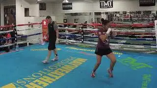 Floyd Mayweather gym with Angelo Reyes and Ana 'The Hurricane' Julaton