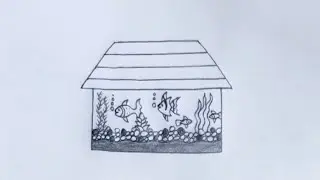 Aquarium drawing / How to draw fish aquarium / easy fish tank drawing