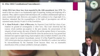 Constitutional Validity of  the right of Pre emption