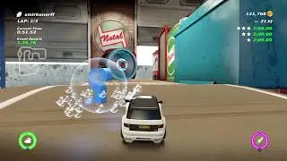 Table Top Racing: World Tour (PS4) gameplay - Time Trial, Chop Shop Route D