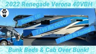 Bunk Beds and Cab Over Bunk! 2022 Renegade Verona 40VBH