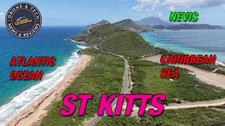 DJI Air 3S on St  Kitts at the Timothy Hill Overlook Viewing the Atlantic Ocean and Caribbean Sea