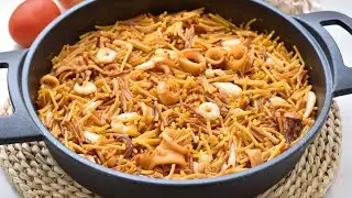 Fideu&aacute; de gambas y calamares llena de sabor 