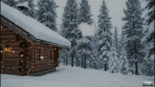 6 Hours Perfect Loop Snowfall in a Quiet Mountain Cabin Forest #relax #sleep #snow #study #asmr #ai