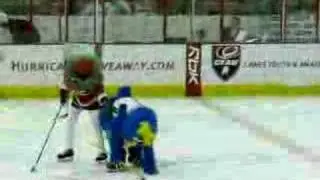 Mascot Keeps Falling On Ice
