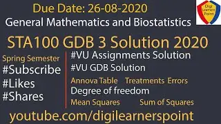 STA100 GDB 3 Solution 2020-Spring Semester-VU-General Mathematics and Biostatistics