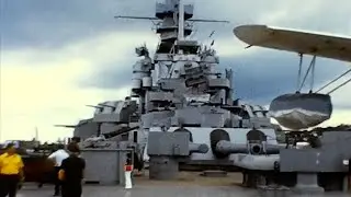 Impressive US Navy Ship - USS MASSACHUSETTS BB59 Vintage Footage at Battleship Cove