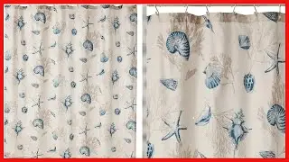 Madison Park Bayside Print Cotton Fabric Long Shower Curtain , Coastal Shower Curtains for Bathroom