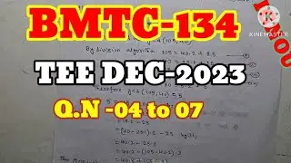 BMTC-134|TEE DEC 2023| Q.N-04-07|Previous year Solved question| MATH SOLUTIONS for all|