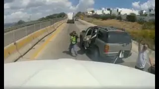 Dashcam Captures Armed Criminals Hijack Truck At Gunpoint On Highway In Queretaro, Mexico