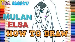 How To Draw Elsa from Frozen and Mulan/Art Challenge/Coloring Pages For Kids