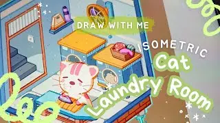 Coloring Session! Laundry Room with a cat in #procreate #isometric #drawingtutorial #artwork