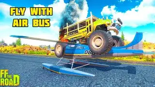 MONSTER TRUCK SCHOOL BUS FLY WITH AIRPLANE | OFF THE ROAD OPEN WORLD DRIVING GAME