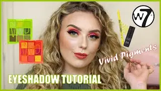 W7 Vivid Pigment Eyeshadow Palettes Neon Tutorial | Glowin' Green & Outrageous Orange | Auroreblogs