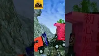 Extreme Rail Crossing! Dump Truck Drags Long Truck Over Tracks ⚠️ #mudrunner #beamngdrive #gaming