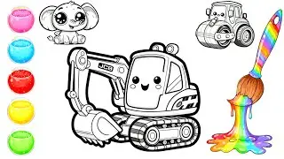 JCB Toy, Car, Road Roller & Elephant Coloring for Kids | Learn Colors for Children