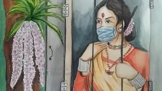 Assam current scenario / Bohag Bihu Vs Coronavirus Lockdown watercolour painting