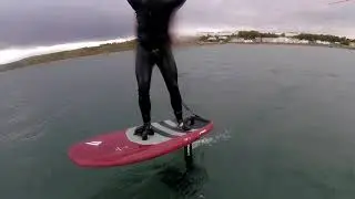 Wingfoil at Filey.  Duotone Echo 5m and Fanatic Sky Wing 5'8