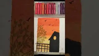 Beautiful Sunset Scenery Drawing #shortvideo #viral #share
