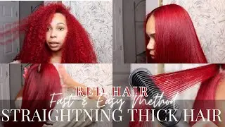 STRAIGHTENING MY THICK & CURLY HAIR | The Easiest Straightening Tool