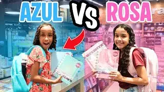 COMPRANDO MATERIAL ESCOLAR NA COR AZUL E ROSA! *Qual material mais bonito? 