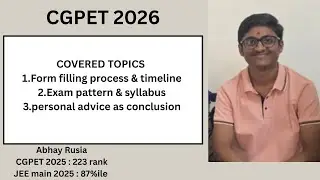 CGPET 2026 Guide for class 11th & 12th students | Complete PCM Students Roadmap