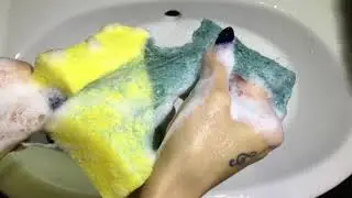 ASMR SPONGES | Soapy ripping kitchen sponges | Sponge, destroy sounds